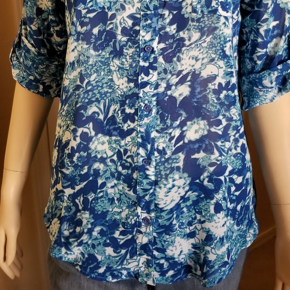 Ambiance Apparel  3/4 Sleeves  Sheer Blouse - Picture 2 of 7